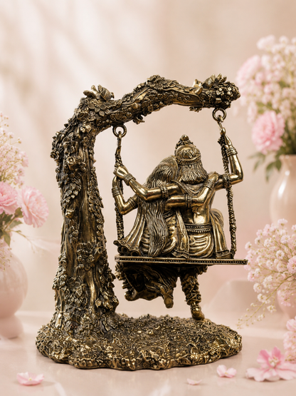Handcrafted Pure Brass Radha Krishna Jhula for Home & Temple
