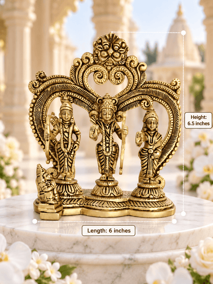 Brass Ram Darbar Standing Idol with Arch — Ram, Lakshman, Sita & Hanuman