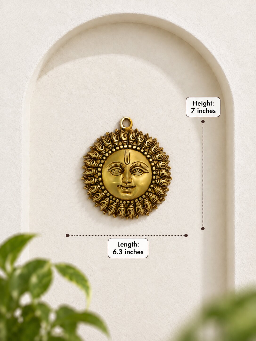 Brass Surya Dev Wall Hanging — Sun God Wall Decor for Pooja Room & East Wall