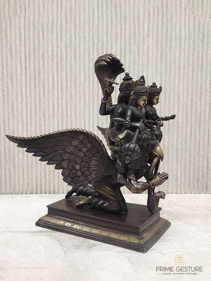 Bronze Vishnu Lakshmi Idol with Garuda
