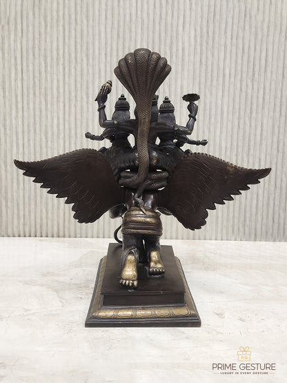 Bronze Vishnu Lakshmi Idol with Garuda