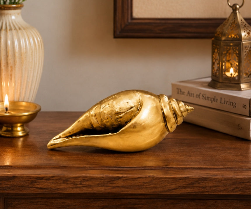 Brass Decorative Shankh Showpiece, Symbol of Prosperity & Divine Energy