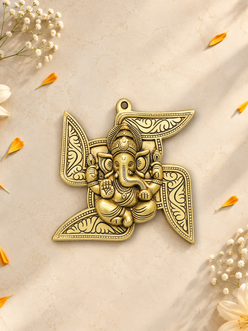 Brass Swastik Ganesh Wall Hanging – Ganpati Wall Décor for Home Entrance & Vastu Blessings - Product Dimensions