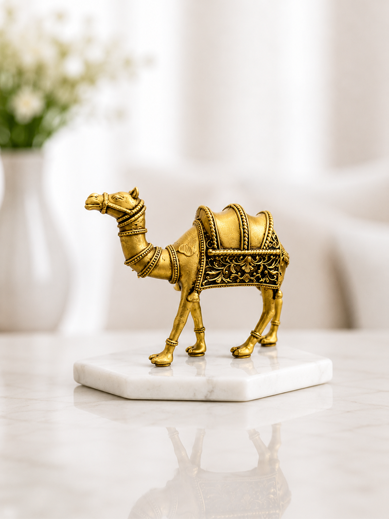 Camel Antique Gold Finish Showpiece for Home and Office Decor - Product Dimensions