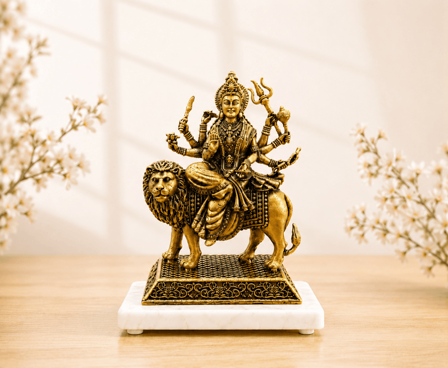 Durga Mata Antique Gold Idol – Symbol of Power, Protection & Divine Energy