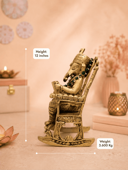 Elegant Brass Ganesha Reading Book