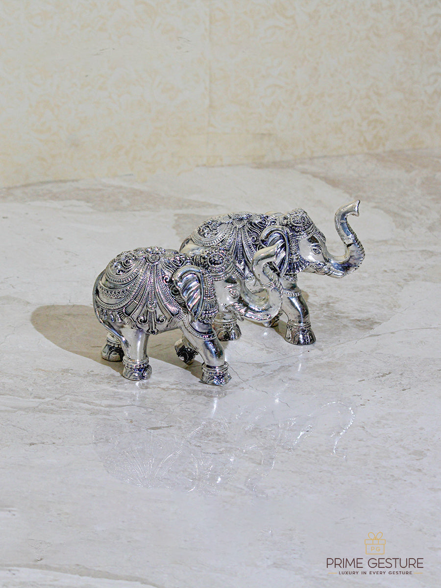 Silver Elephant Pair