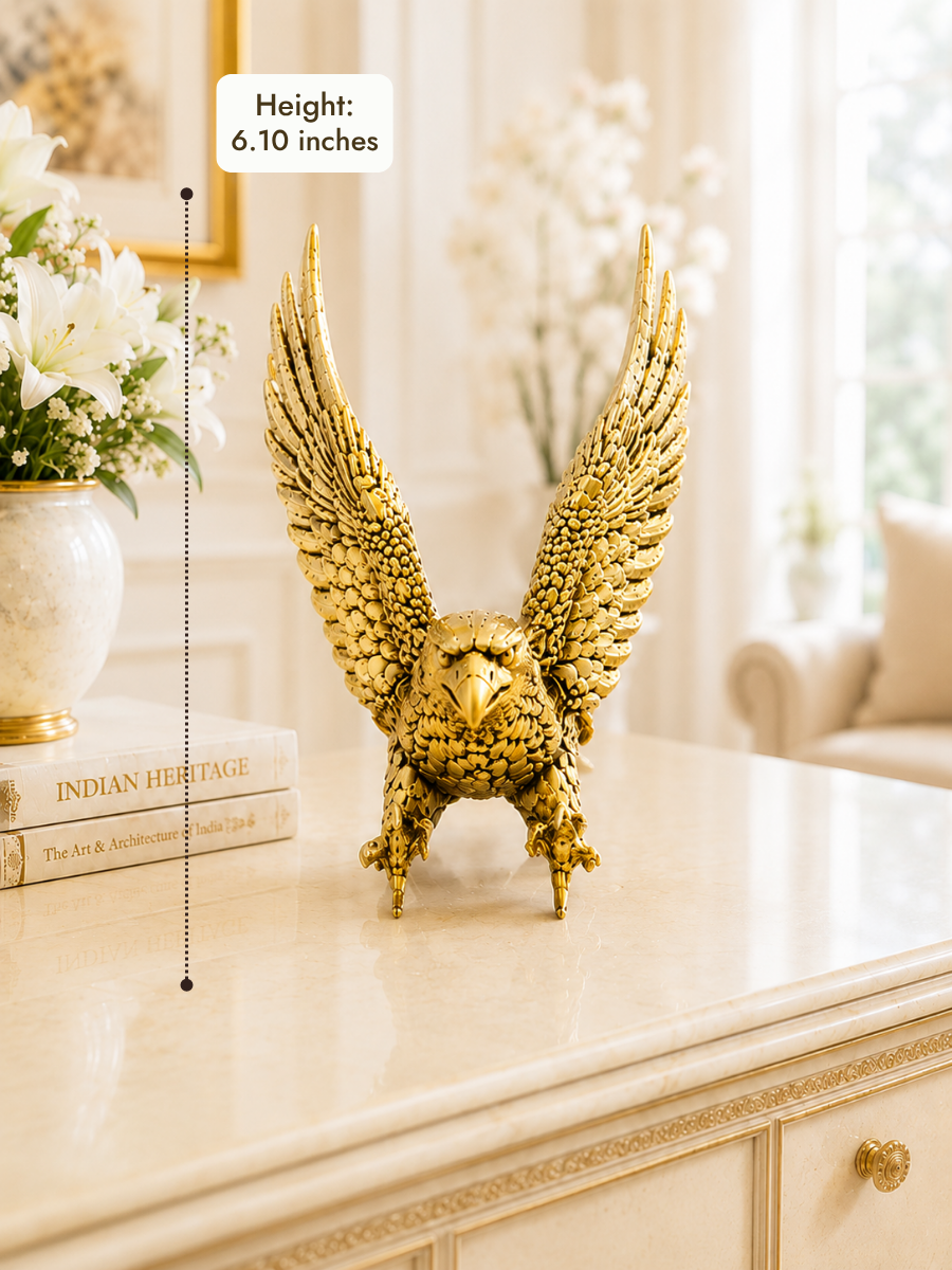 Garuda Eagle Antique Gold Finish Showpiece for Home and Office Decor