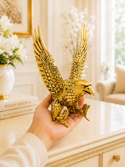 Garuda Eagle Antique Gold Finish Showpiece for Home and Office Decor
