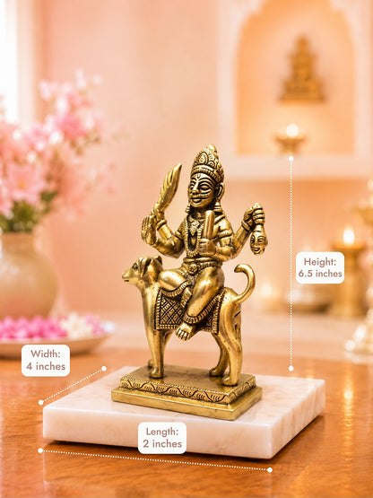 Handcrafted brass Bhairav statue by Prime Gesture — 6.5 inches