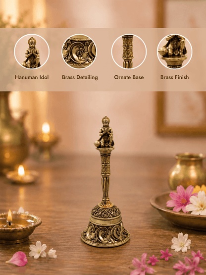 Hanuman Decorative Pooja Bell Antique Gold Finish