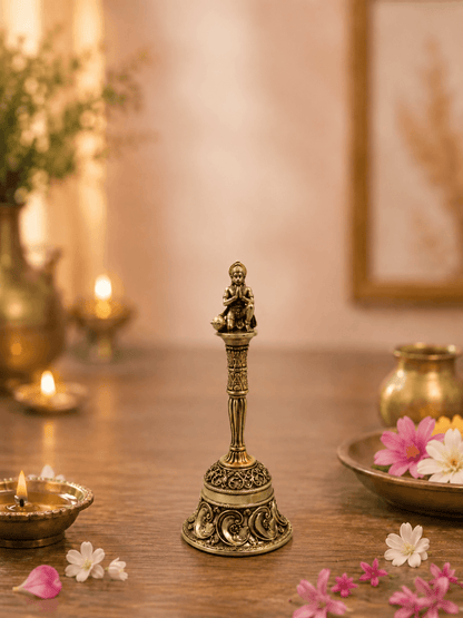 Hanuman Decorative Pooja Bell Antique Gold Finish