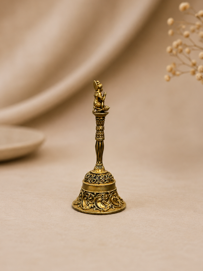 Brass Pooja Essentials Bundle – Ram Darbar, Peacock Diya, Hanuman Bell & Charan Paduka