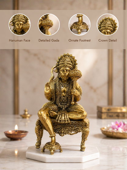 Hanuman Ji Antique Finish Idol for Home Temple & Decor