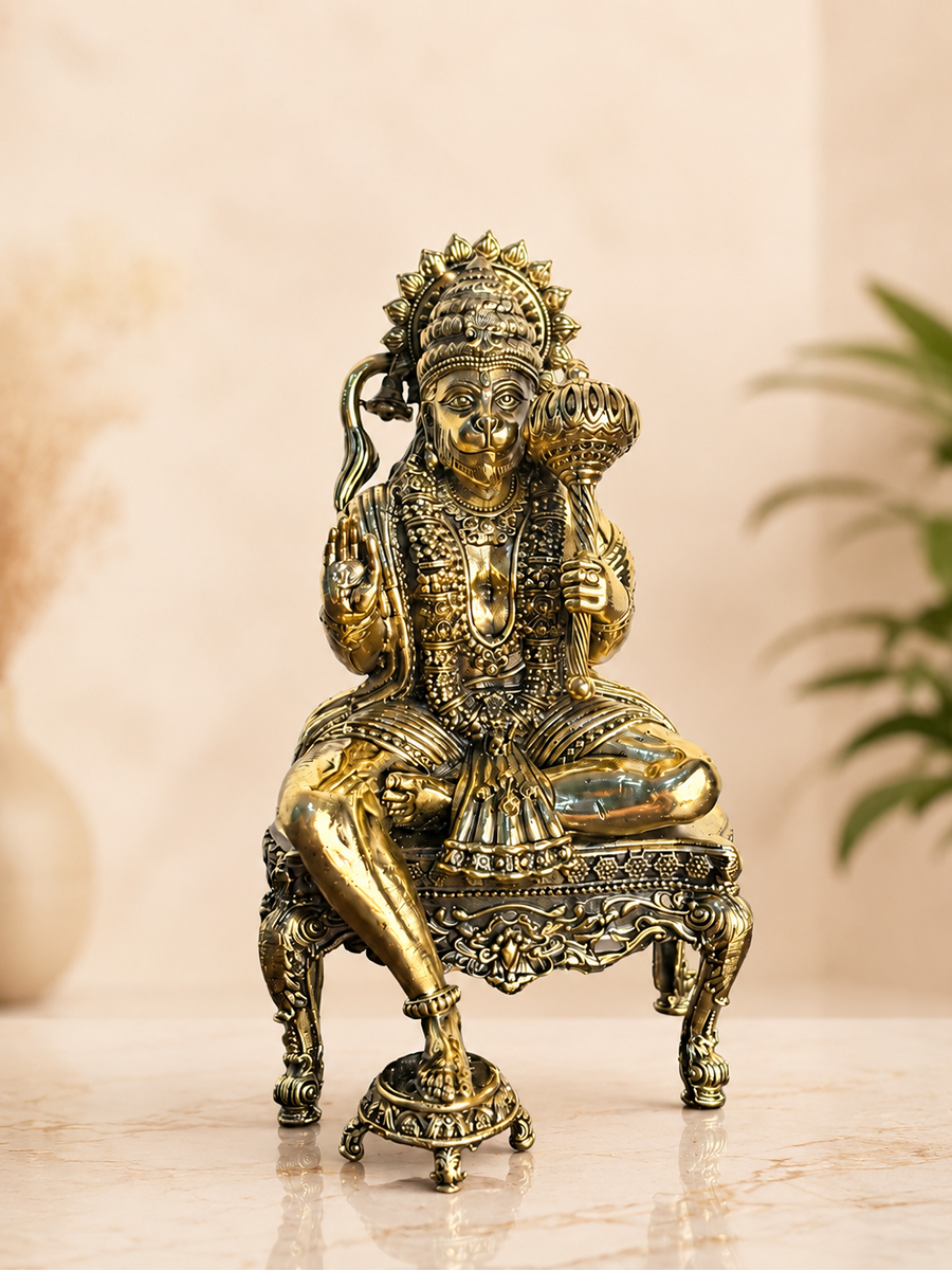 Hanuman Ji Antique Finish Idol for Home Temple & Decor