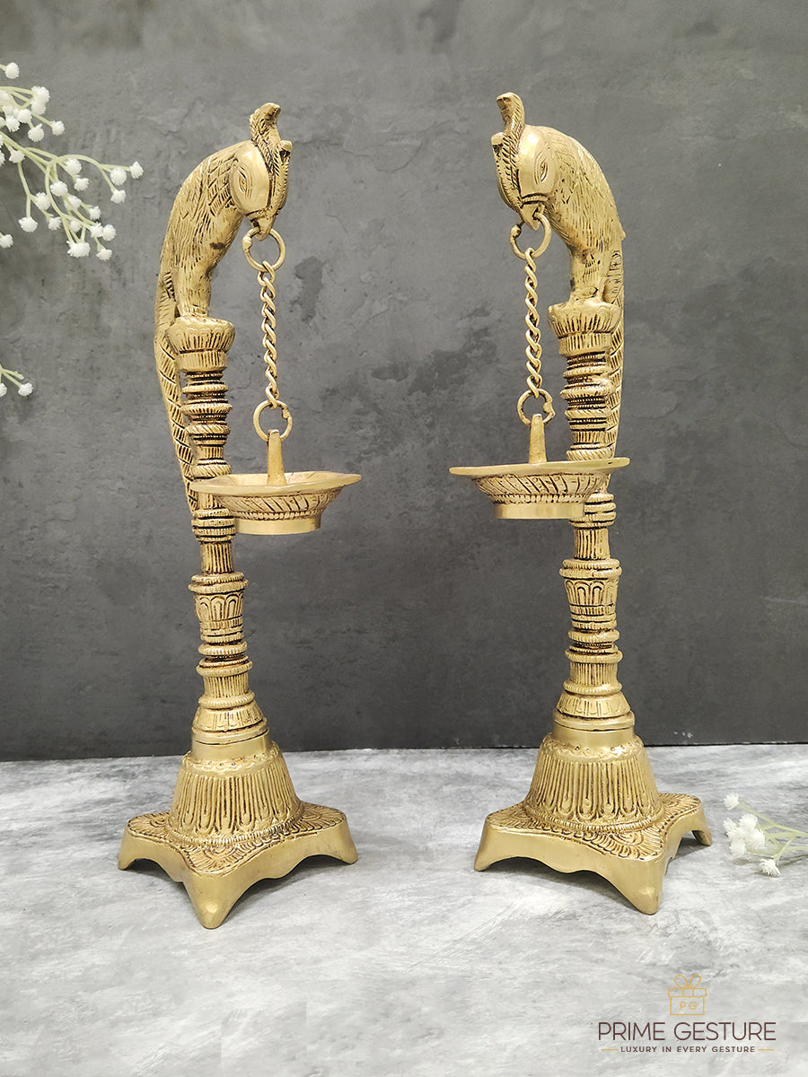 Idol Collections Brass Peacock Lamp