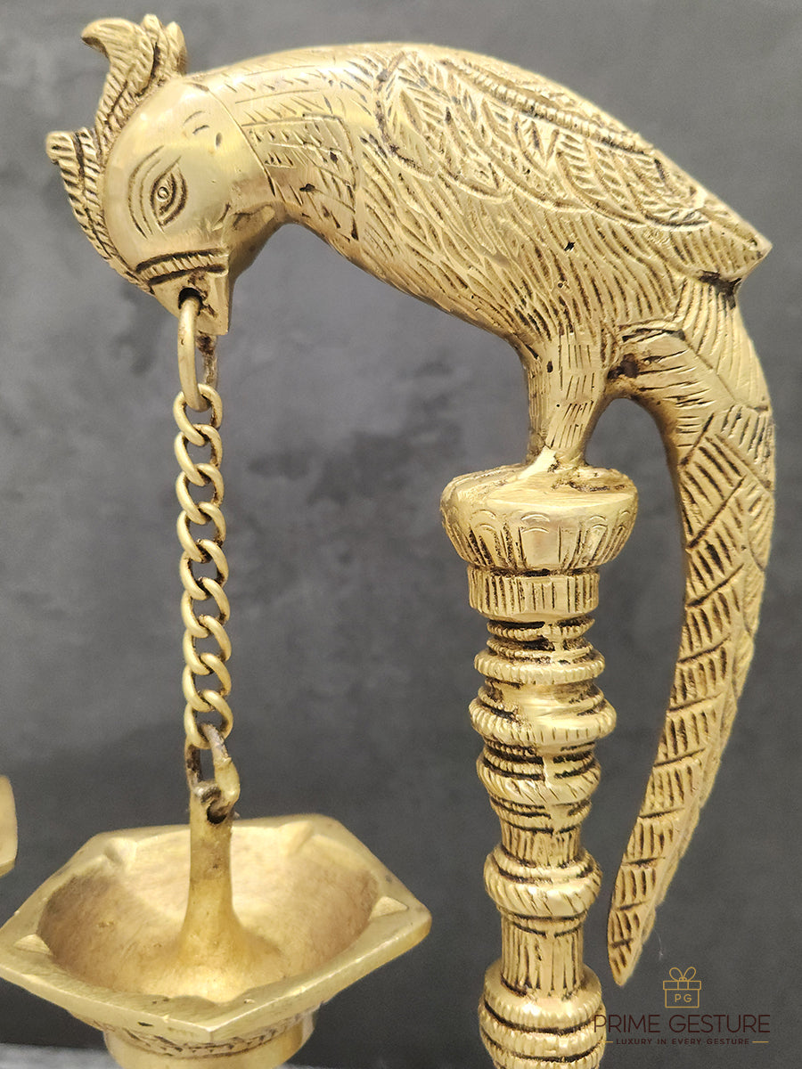 Idol Collections Brass Peacock Lamp