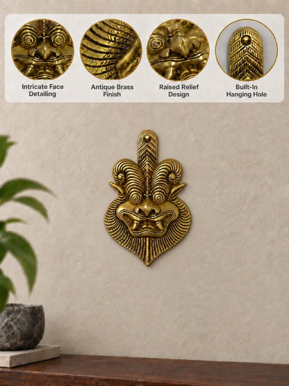 Brass Kirtimukha Wall Hanging — Face of Glory Door Guardian for Home Entrance & Protection