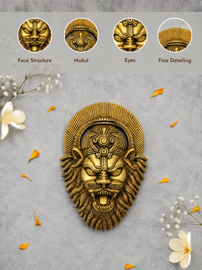 Narasimha Brass Lion Face Main Door Guardian of Strength & Protection