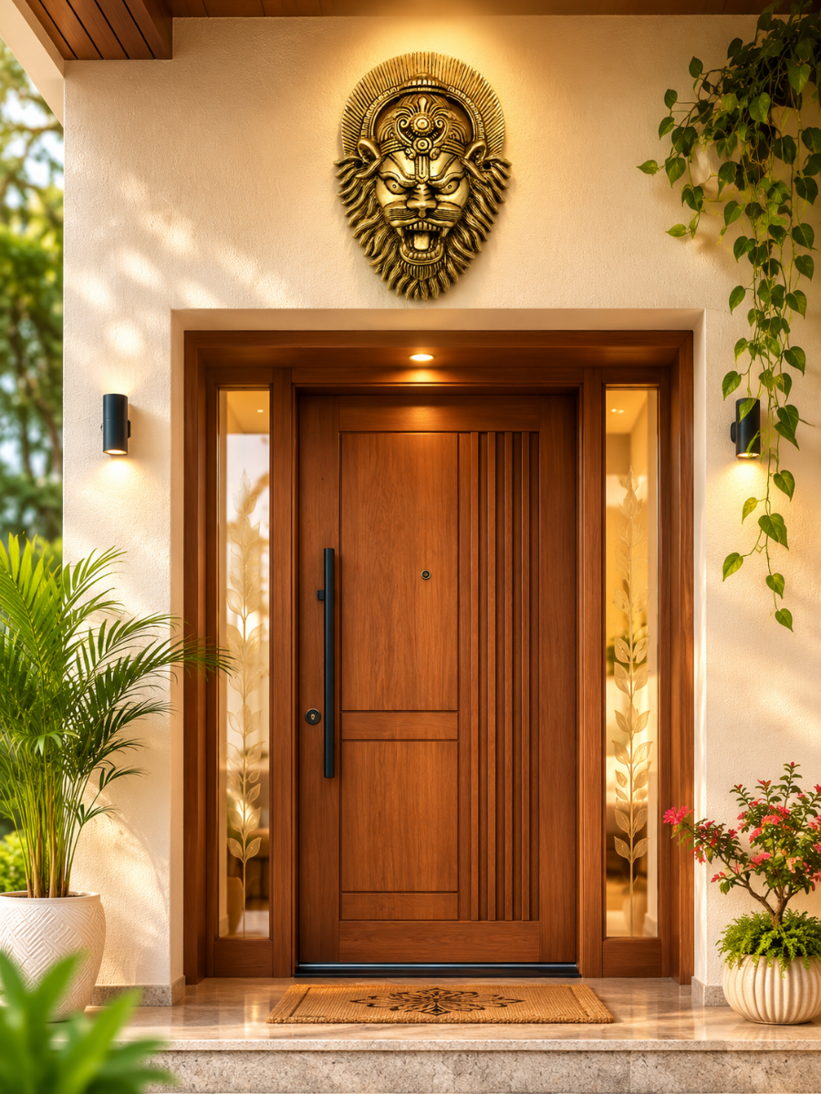 Narasimha Brass Lion Face Main Door Guardian of Strength & Protection