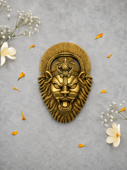 Narasimha Brass Lion Face Main Door Guardian of Strength & Protection