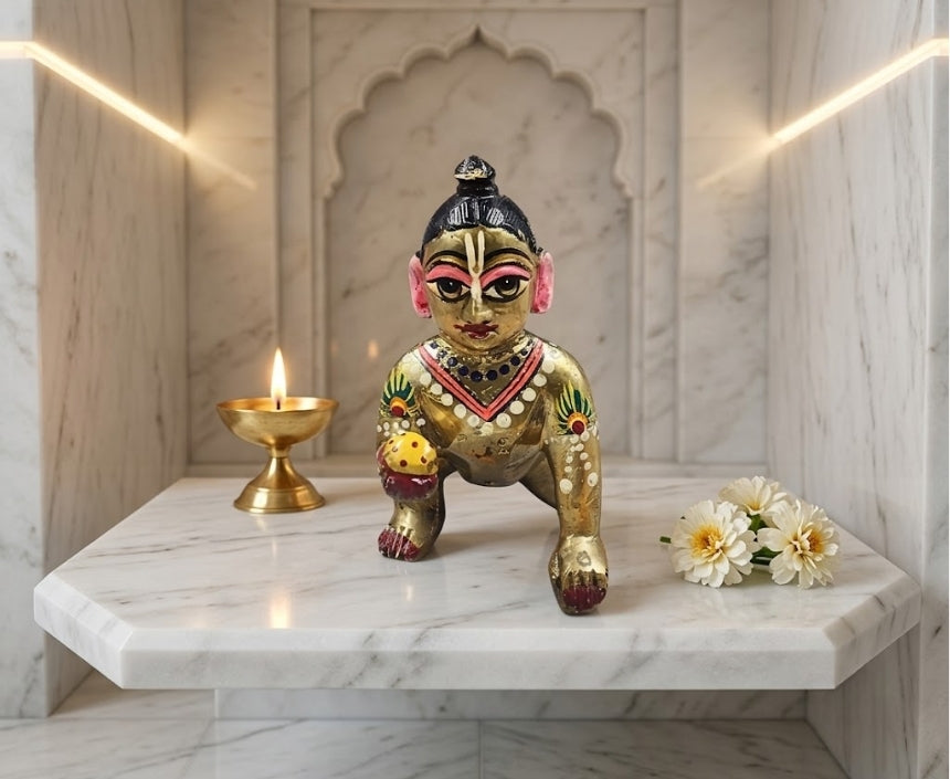 Natkhaat Makhan Chor Krishna Idol – The Divine Child of Joy, Love & Blessings