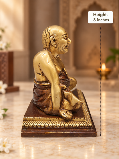 Devotional Brass Neem Karoli Baba Idol — Seated Pose