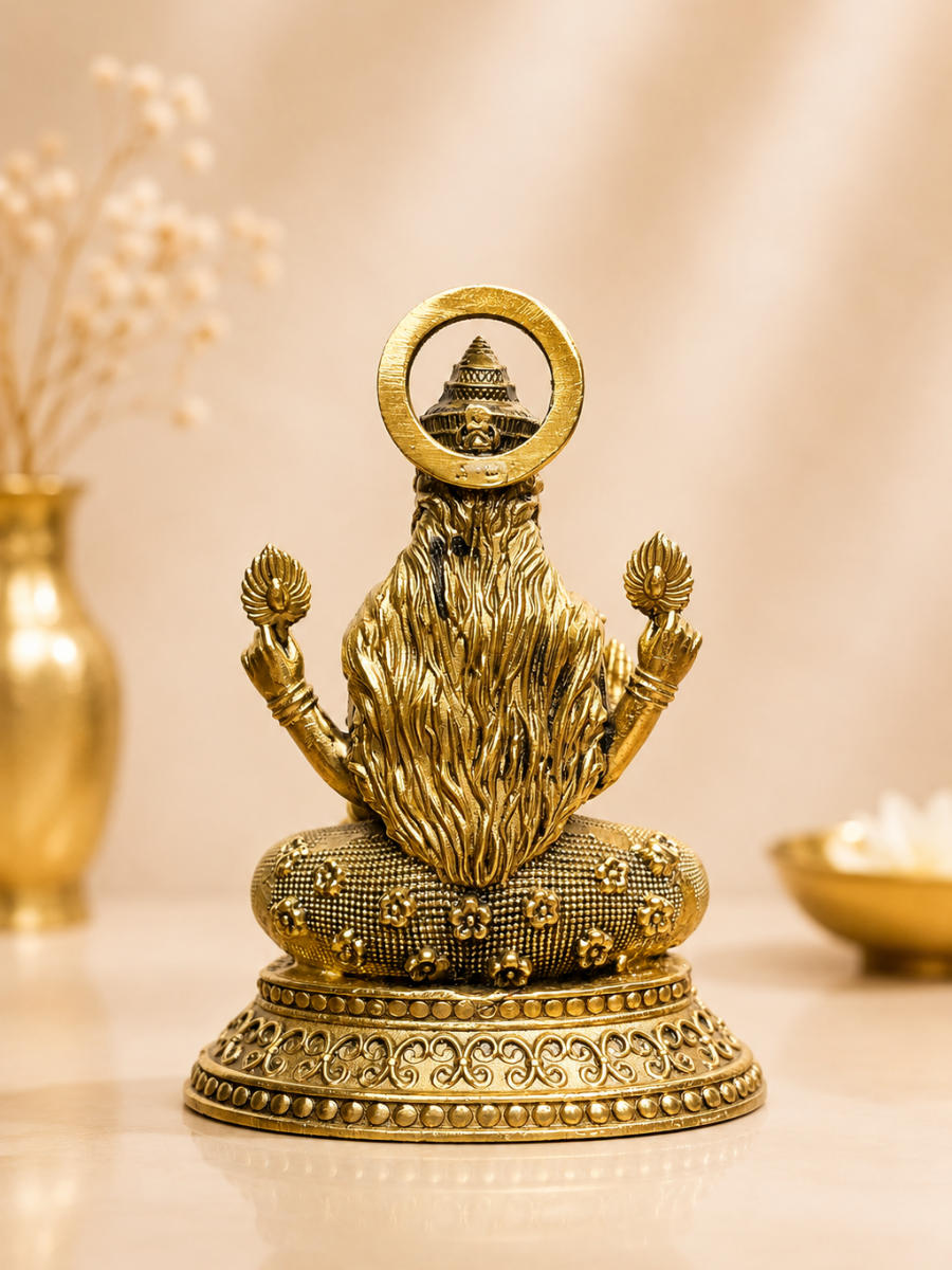 Pure Brass Laxmi Ji Antique Finish Idol for Home Temple & Office Decor