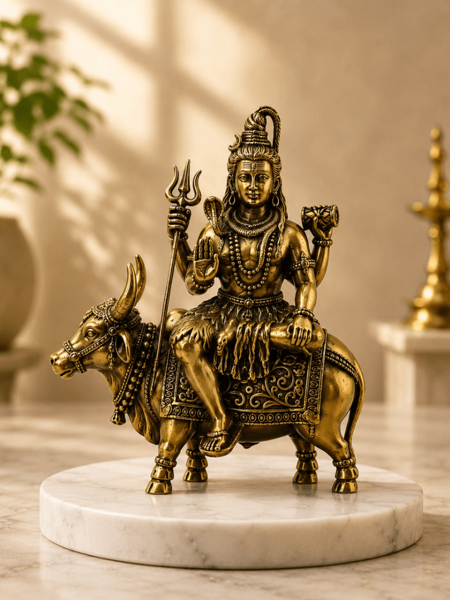 Pure Brass Lord Shiva on Nandi Idol