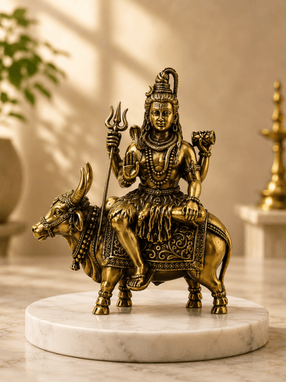 Pure Brass Lord Shiva on Nandi Idol