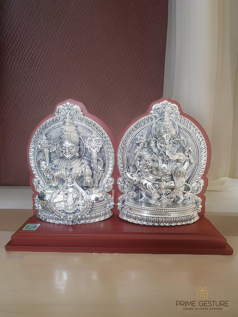Pure Silver Plated Laxmi Ganesh