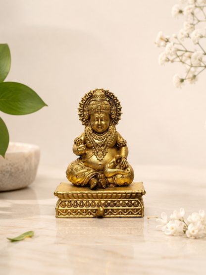 Pure Brass Kuber Ji Idol for Home Temple, Office & Wealth Corner