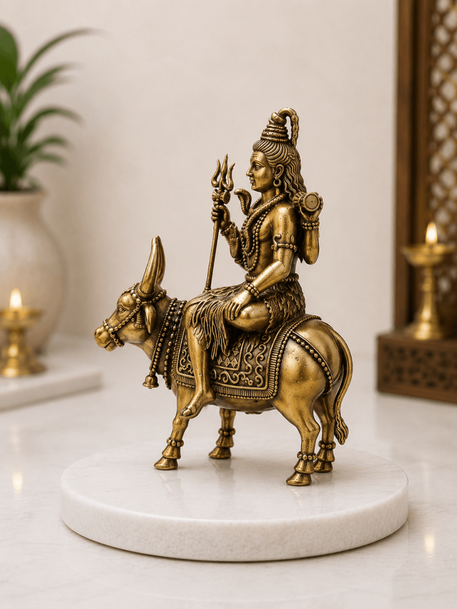 Pure Brass Lord Shiva on Nandi Idol