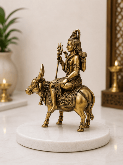 Pure Brass Lord Shiva on Nandi Idol