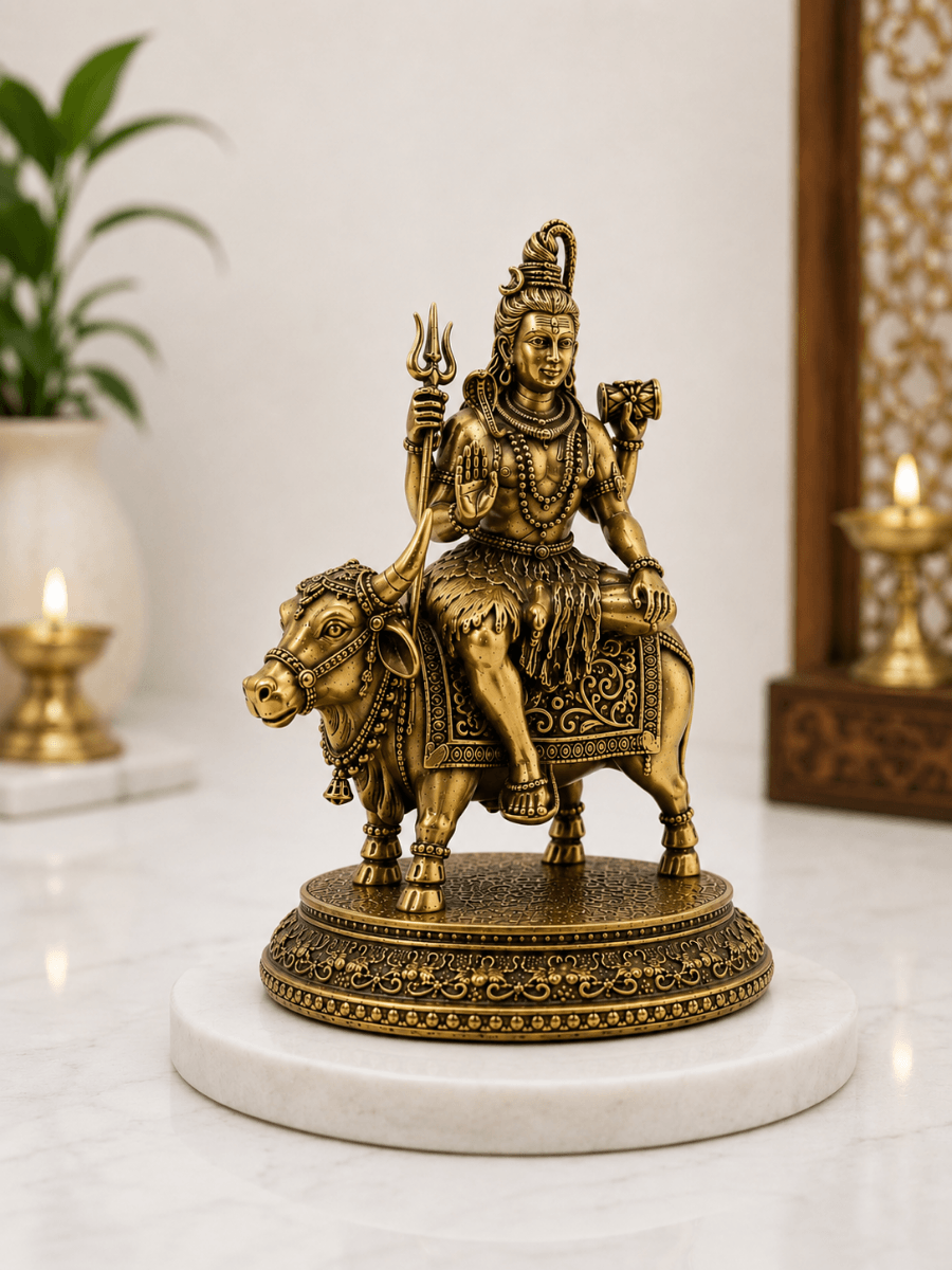 Pure Brass Lord Shiva on Nandi Idol