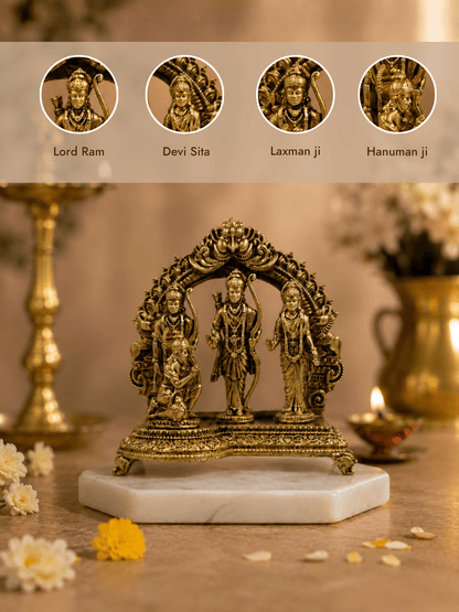 Ram Darbar Antique Gold Finish Idol with Hanuman for Home Temple