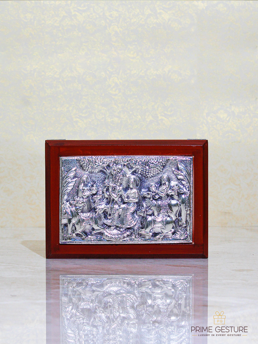Wooden Frame with Silver Artwork