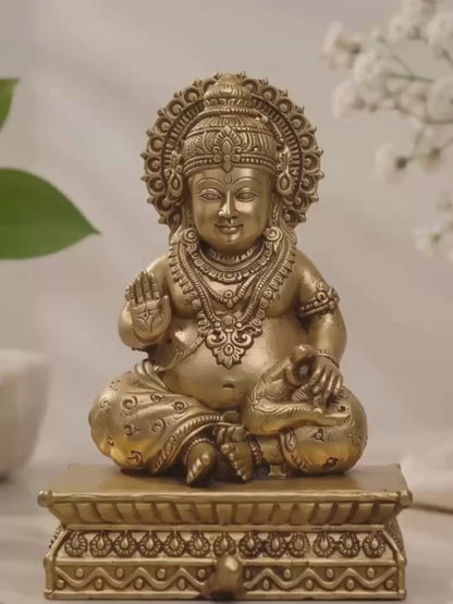 Pure Brass Kuber Ji Idol for Home Temple, Office & Wealth Corner